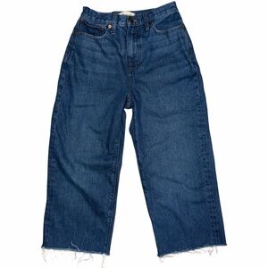 Madewell baggy straight jeans 26 with raw edged hem.  High waisted & baggy